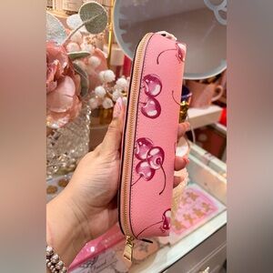 New Coach Pencil Case in Flower Pink Cherry Print